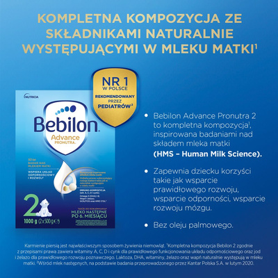 Bebilon 2 Advance Pronutra Mleko następne po 6. miesiącu ZESTAW 6x1000 g