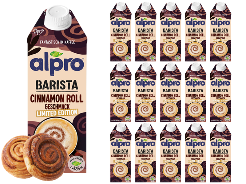 Alpro Barista Napój owsiano-sojowy o smaku bułeczki cynamonowej ZESTAW 16 x 750 ml