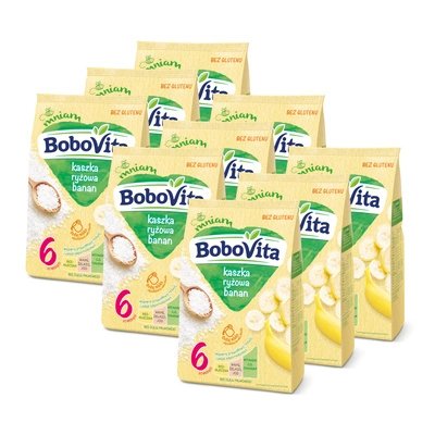 BoboVita Kaszka ryżowa o smaku bananowym po 4 miesiącu ZESTAW 9x180g