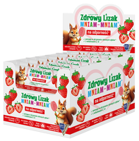 Zdrowy lizak dla dzieci mniam mniam z witaminami smak truskawkowy 40 sztuk 