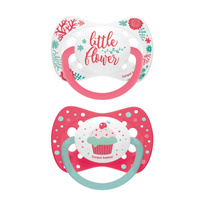 Canpol Zestaw smoczków uspokajających 23/954 silikon 0-6m symetryczny wild nature + cupcake różowe 2 sztuki