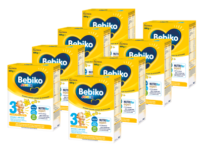 Bebiko Junior 3 Odżywcza formuła na bazie mleka dla dzieci powyżej 1. roku o smaku waniliowym  ZESTAW 8x600g