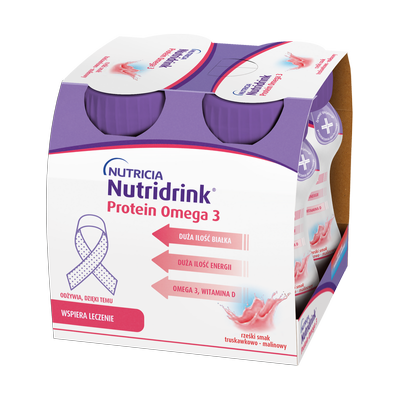 Nutridrink Protein Omega-3 o smaku truskawkowo-malinowym 4x125 ml