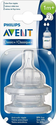 AVENT Classic+ silikonowy smoczek do butelki rozm. 2 (1m+) 632/27