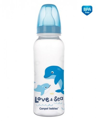 CANPOL Wygodna butelka dla dzieci LOVE&SEA 59/400 NIEBIESKA 250ml 