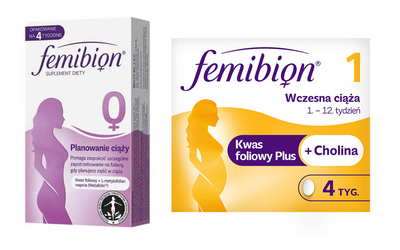 Femibion 0 Planowanie ciąży 28tab + Femibion 1 Wczesna Ciąża Suplement diety 28tab
