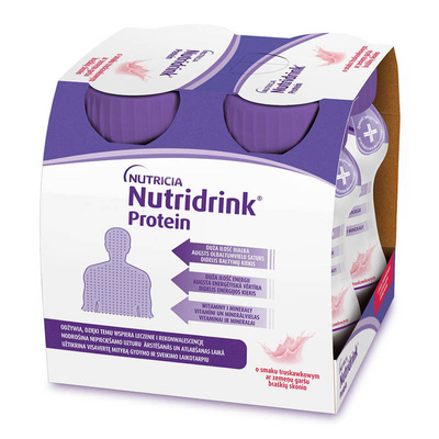 Nutridrink Protein Napój odżywczo-leczniczy o smaku truskawkowym 4x125ml