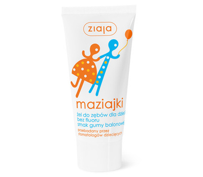 ZIAJA Maziajki Żel do zębów dla dzieci bez fluoru smak gumy balonowej 50ml