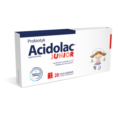 Acidolac Junior misio-tabletki o smaku truskawkowym 20tab